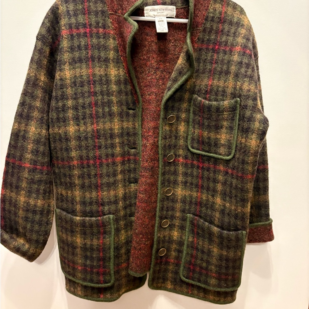Jones New York Plaid Wool Jacket